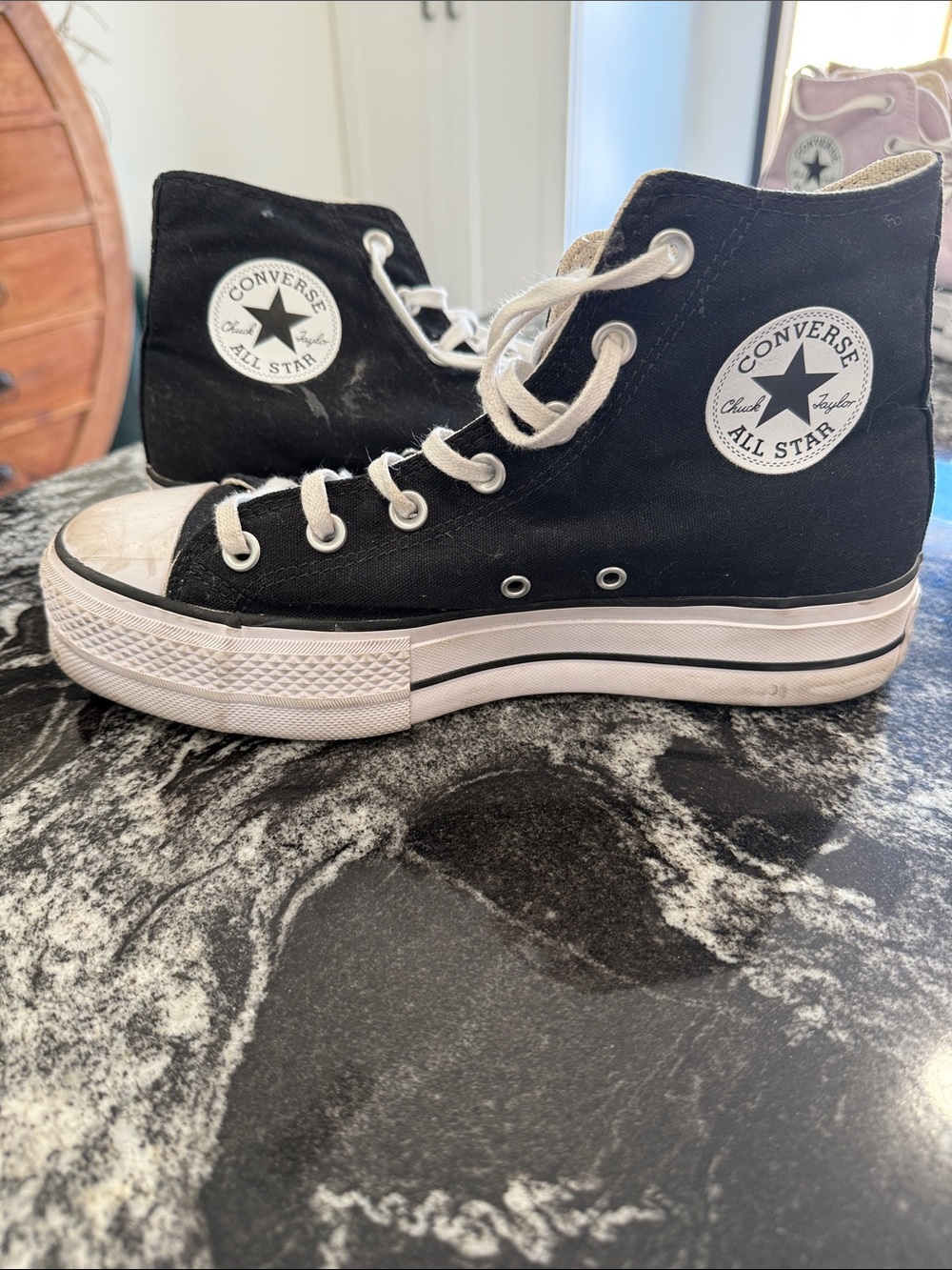 Converse Black High Top Platform Sneakers